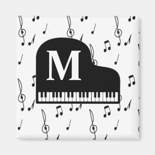 Imán Gran nota musical de piano monograma pianista