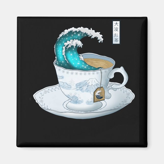 Imán Gran ola de té en Kanagawa (Frente)