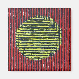 Imán Gran olla amarilla de sol con líneas rojas y negra