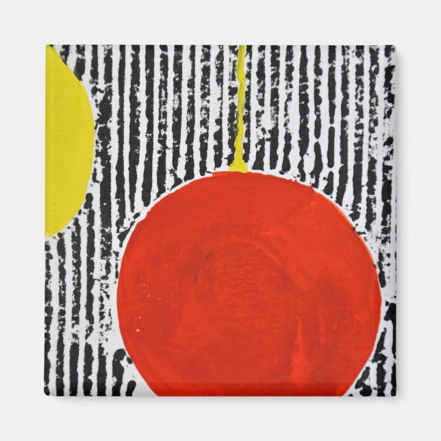 Imán Gran olla de sol rojo con rayas negras (Frente)