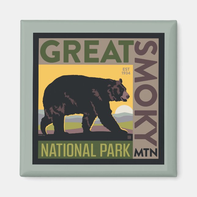 Imán Gran Parque Nacional de la Montaña Smoky| Oso (Frente)