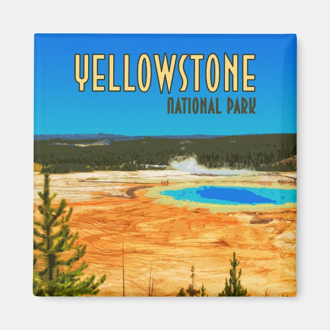 Imán Gran Parque Nacional Prismático Yellowstone Vintag (Frente)