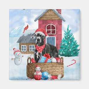 Imán Gran Perro Danés En Casa De Perro De Navidades De