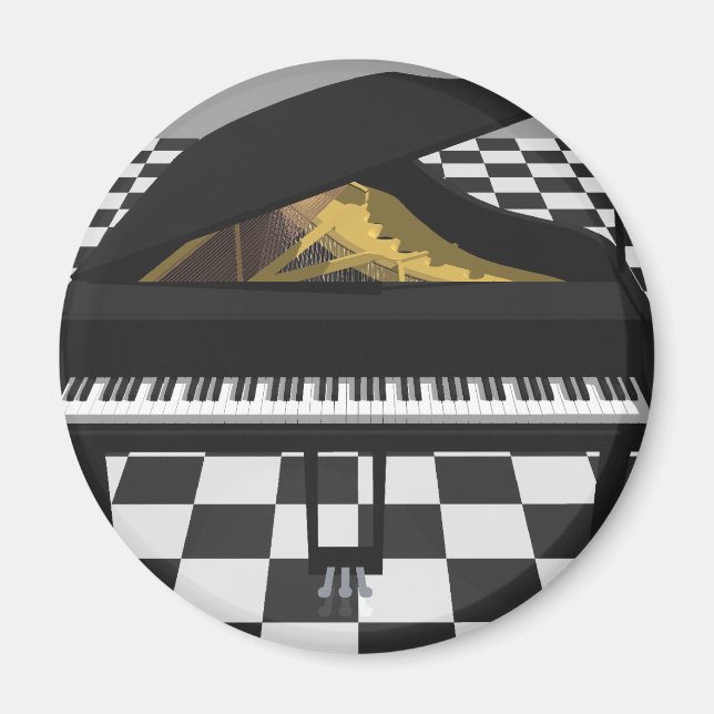 Imán Gran Piano y Suelo de Azulejos: Modelo 3D: (Frente)