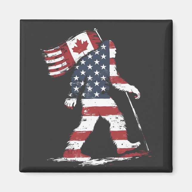 Imán Gran pie con bandera de Canadá 51ª Trump (Frente)