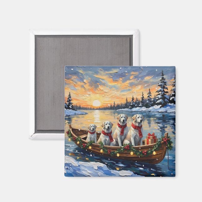 Imán Gran Pirineo Navidad Barco Fiesta (Anverso/Reverso)