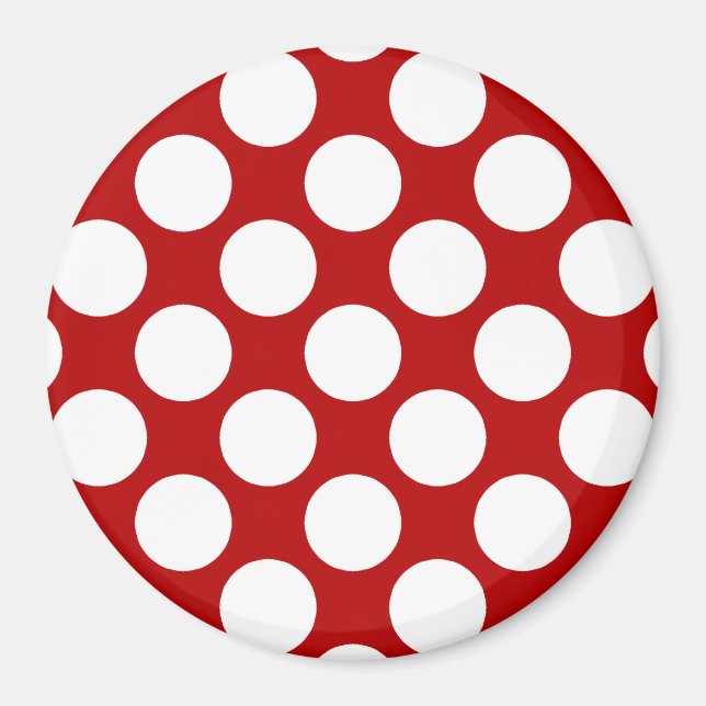 Imán Gran punto retro - blanco y rojo (Frente)