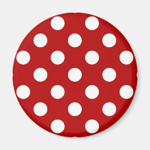 Imán Gran punto retro - rojo y blanco