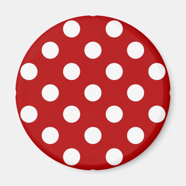 Imán Gran punto retro - rojo y blanco (Frente)