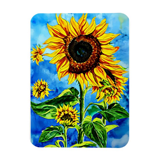 Imán Gran Sunflower Watercoloración (Vertical)