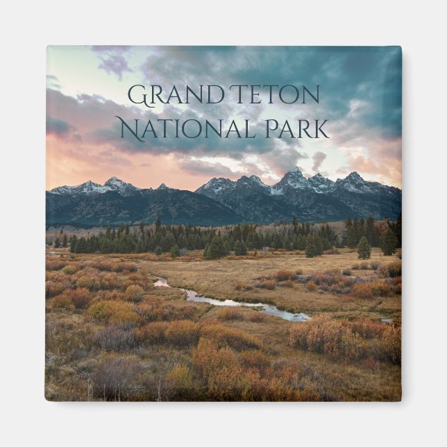 Imán Gran Teton National Park Mountain Sunset Photo (Frente)