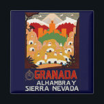 Imán Granada España<br><div class="desc">Poster de Viajes Vintage para Granada, la Alhambra y Sierra Nevada en la provincia de Andalucía, al sur de España.</div>