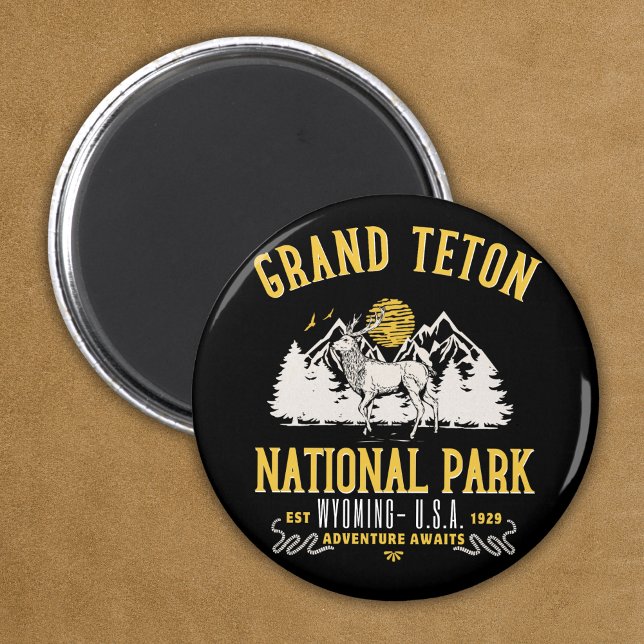 Imán Grand Teton National Park Vintage Landscape (Subido por el creador)