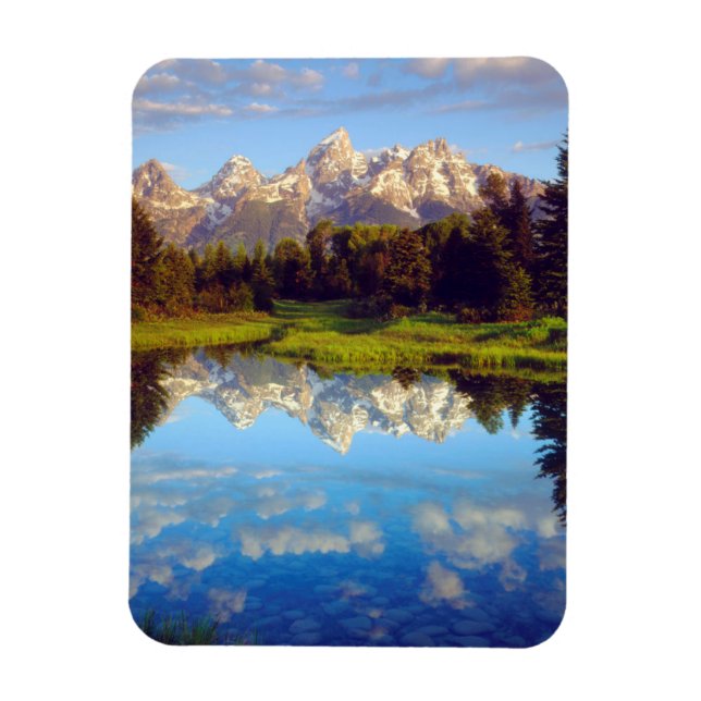 Imán Grand Tetons reflejados en el río Snake (Vertical)