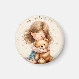 Imán Grandes abrazos Chica lindo abrazando la hoja de p