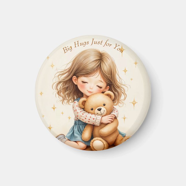 Imán Grandes abrazos Chica lindo abrazando la hoja de p (Frente)