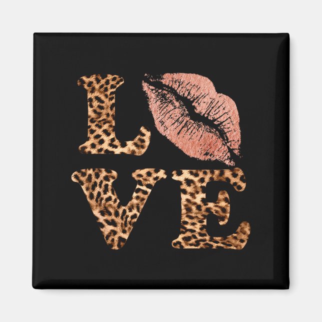 Imán Grandes Labios Aman Letras de Impresión de Leopard (Frente)