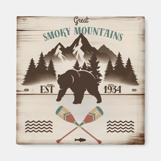 Imán Grandes montañas humeantes, oso TN (Frente)