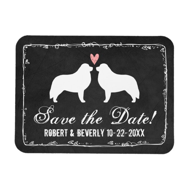 Imán Grandes Siluetas de Bodas de Pirineos Save the Dat (Horizontal)