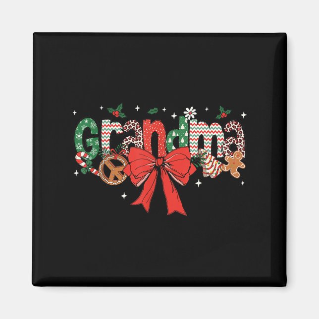 Imán Grandma Coquette Bow Christmas Merry Xmas Family M (Frente)