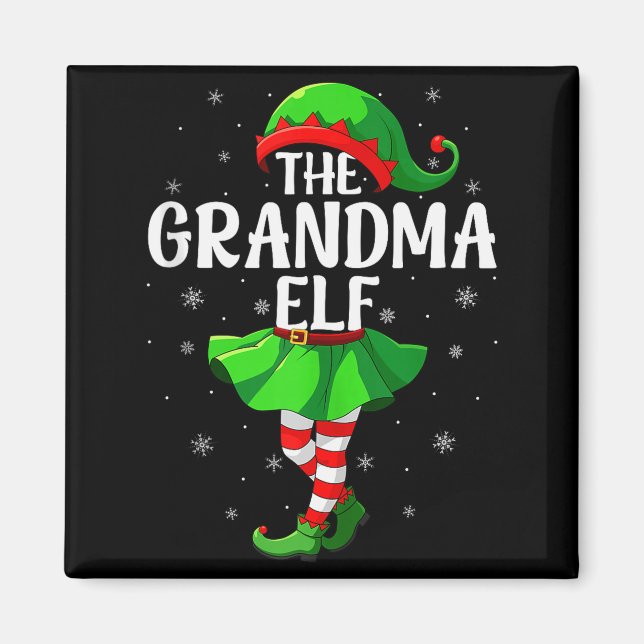 Imán Grandma Elf Christmas Girls Women Elf Squad Xmas F (Frente)
