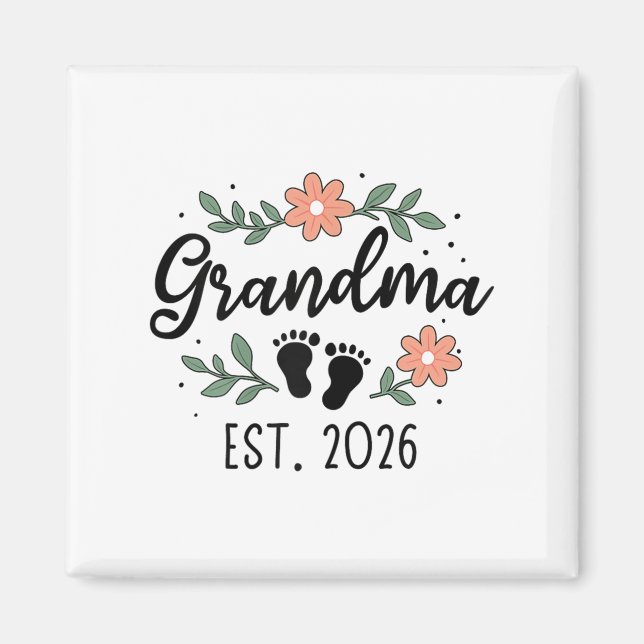 Imán Grandma Est 2026 - Invitación De Embarazo Para Gra (Frente)
