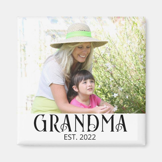 Imán Grandma Established Photo Gift Magnet (Frente)