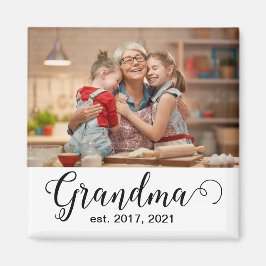 Imán Grandma Established Script Gift Photo