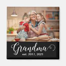 Imán Grandma Established Script Gift Photo