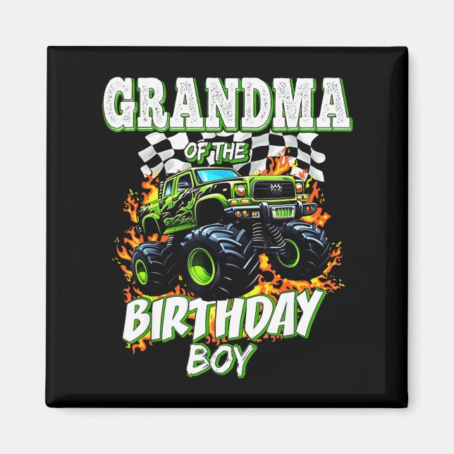Imán Grandma Of The Birthday Boy Monster Truck Birthday (Frente)