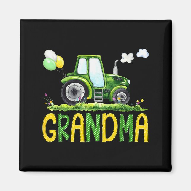 Imán Grandma Of The Birthday Boy Tractor Farm Truck Mat (Frente)