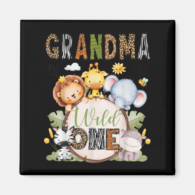 Imán Grandma Of The Wild One 1st Birthday Boy Jungle Sa (Frente)