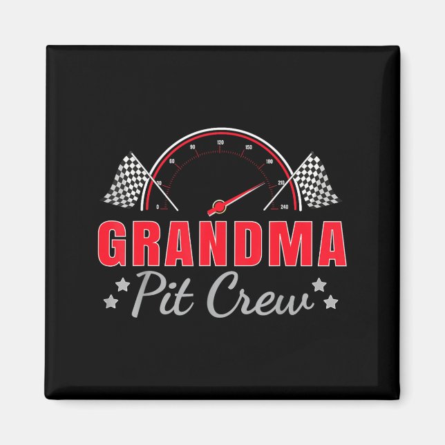 Imán Grandma T Crew Race Car Driver Birthday Party Raci (Frente)