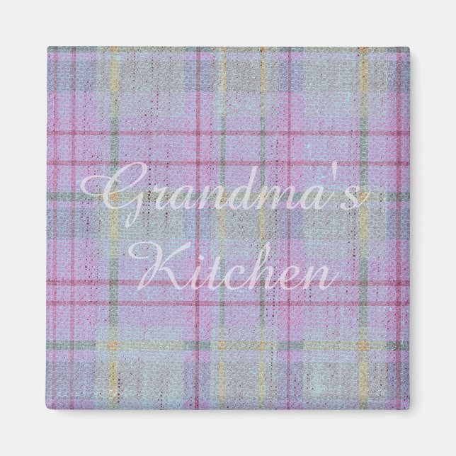 Imán Grandma's Kitchen Weathered Lavender Plaid  (Frente)