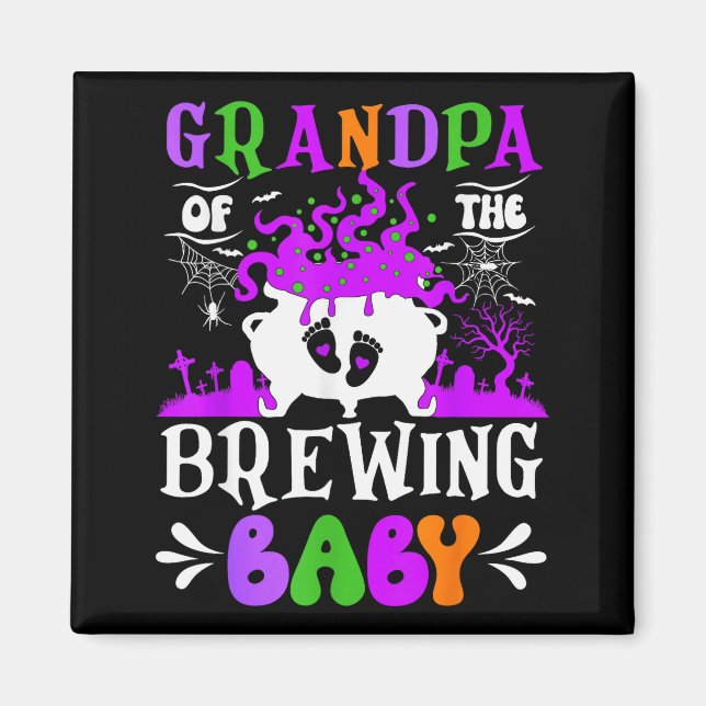Imán Grandpa Of The Brewing Baby Grandpa To Be Hallowee (Frente)