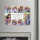 Imán Grandparents Photo Collage<br><div class="desc">Personalized "Grandpa & Grandma" Large Photo Magnet. This simple and elegant photo magnet is a meaningful way to showcase cherished memories. The design features space for eight photos, arranged in a border around the edges while keeping the focus on the thoughtful text in the center. At the center, "Grandpa &...</div>