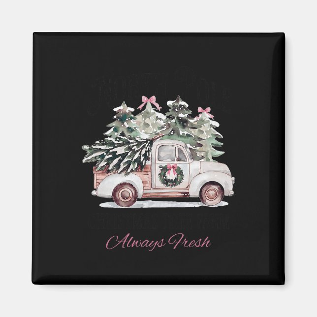 Imán Granja de árboles de navidad del Polo Norte siempr (Frente)