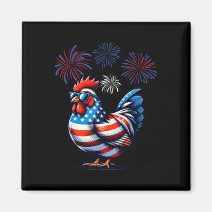Imán Granja de pollo azul rojo Patriótico 4O