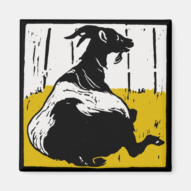 Imán Granja de Woodcut victoriana Redes de animales (Frente)