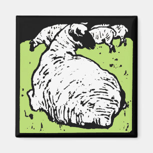 Imán Granja de Woodcut victoriana Redes de animales