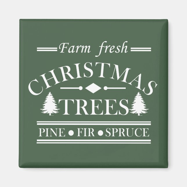 Imán Granja fresca Pinos de Navidad (Frente)