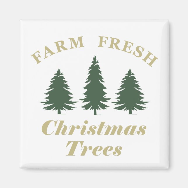 Imán Granja fresca y alegre navidad pinos (Frente)