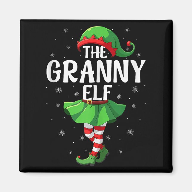 Imán Granny Elf Christmas Grandma Women Elf Squad Xmas  (Frente)