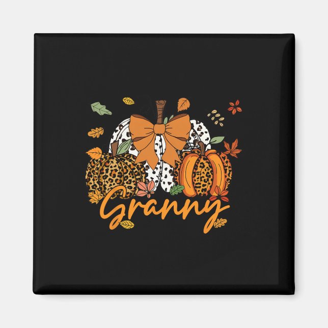 Imán Granny Thankding Leopard Pumpkin Coquette Bow M (Frente)