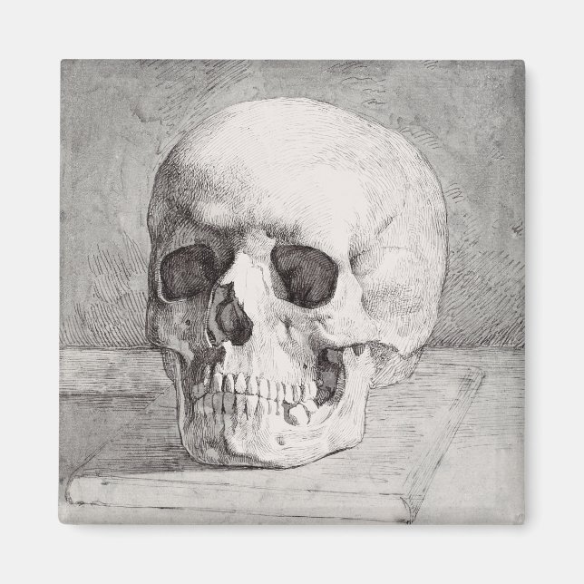 Imán Graphic Skull Art: Minimalist & Bold Ink Design (Frente)