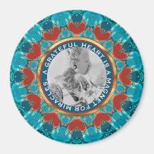 Gratitude Aqua Teal Mandala Custom Words & Photo