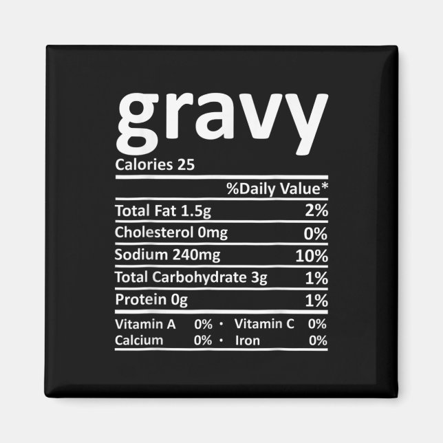 Imán Gravy Nutrition Facts Fun Acción de Gracias Navida (Frente)