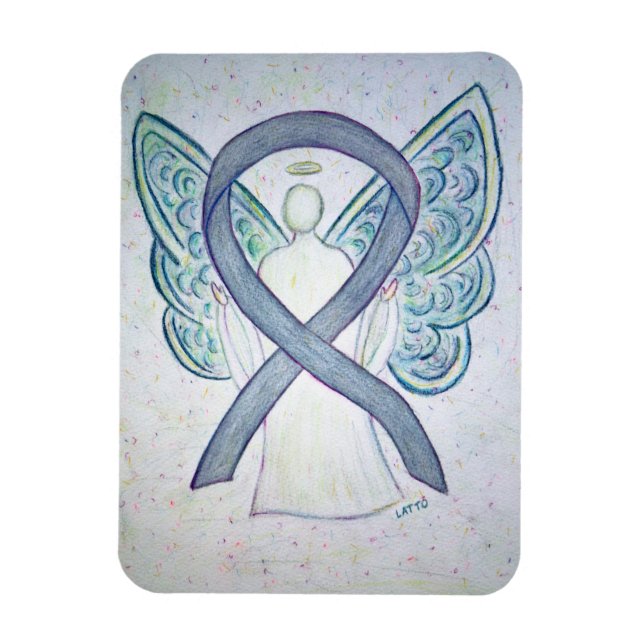 Imán Gray Awareness Ribbon Angel Art Magnet (Vertical)