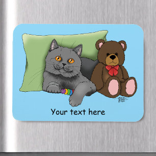 Imán Gray Cat Teddy Bear