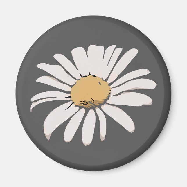 Imán Gray Daisy Floral Magnet (Frente)